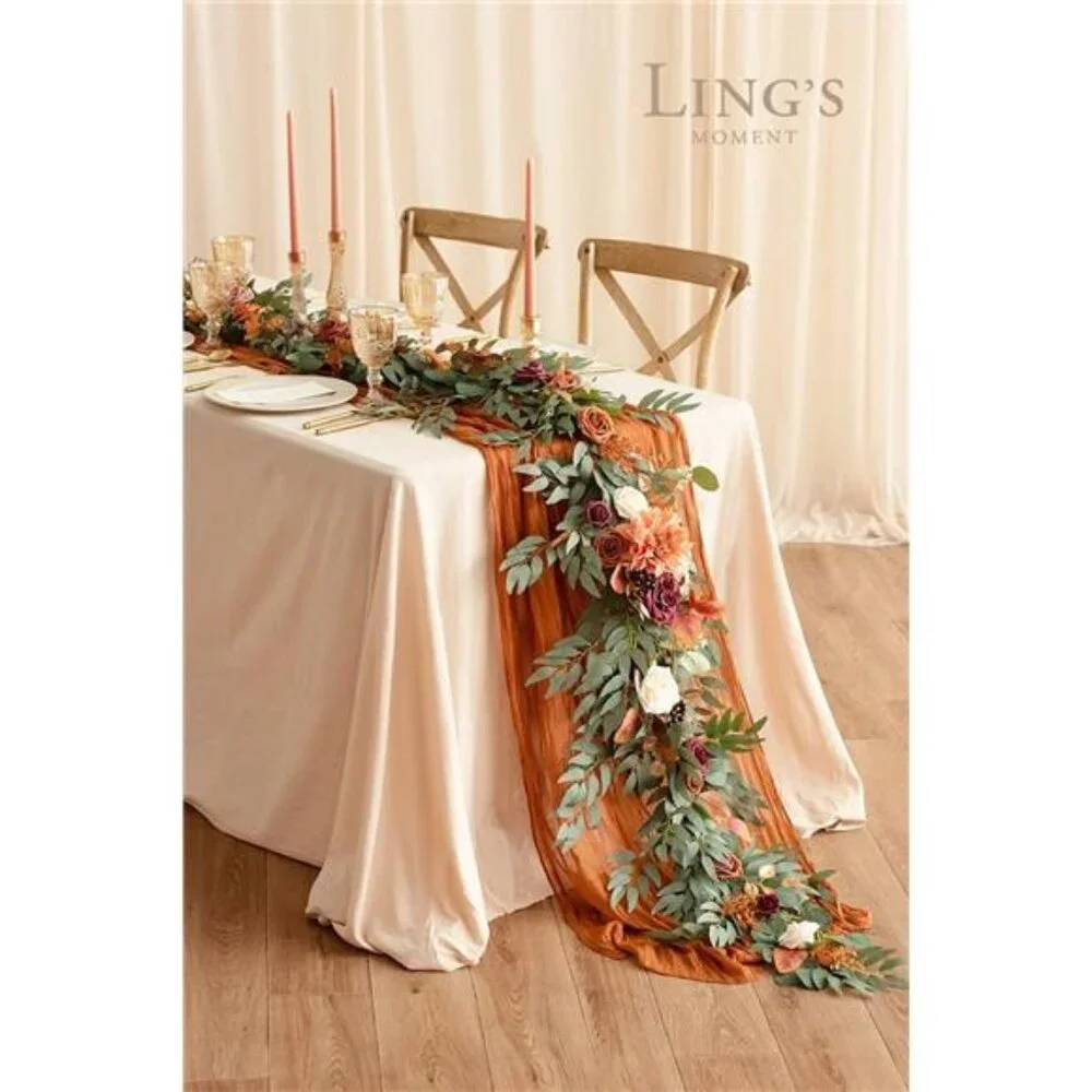 Moment Terracotta Flower Garland - 6FT Eucalyptus & Rose -Sweetheart Table Decor
